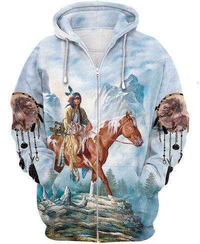 Brown Native Horse 3D Hoodie - Native American Pride Shop