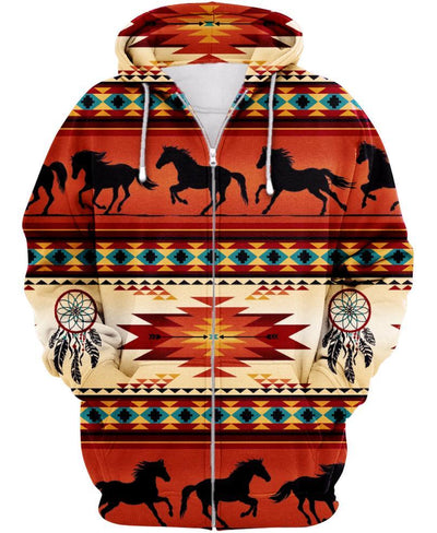 Native Horse Pattern 3D Hoodie - Native American Pride Shop