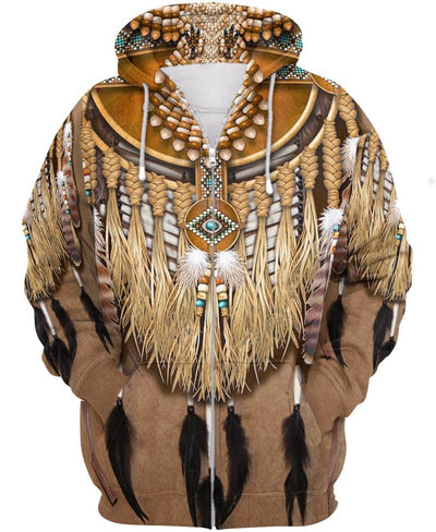 Native Patterns Feathers 3D Hoodie - Native American Pride Shop