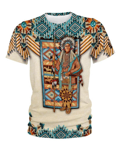 White Bead Native Chief 3D Hoodie - Native American Pride Shop