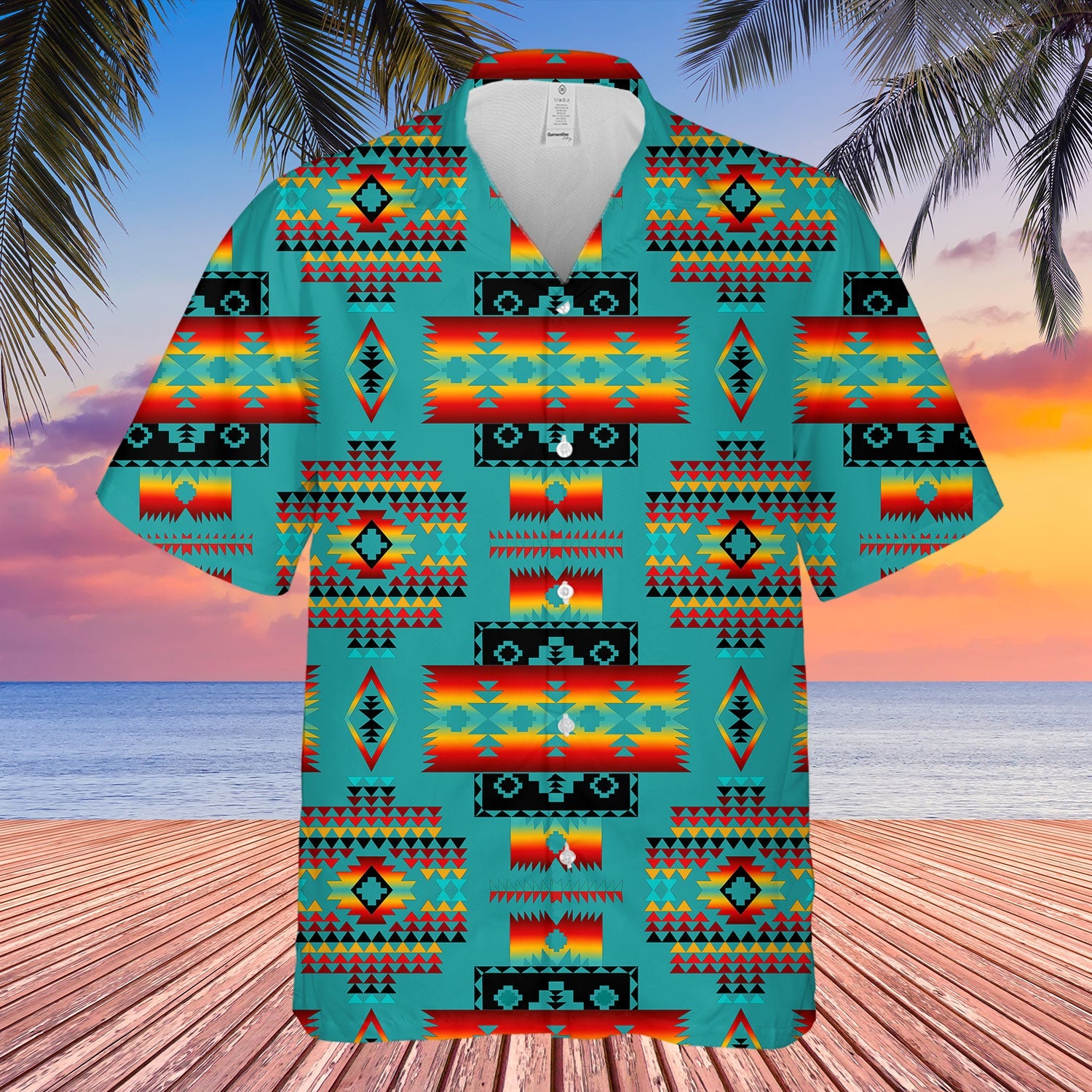 Blue Native Pattern Hawaiian Shirt WCS