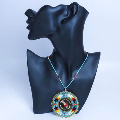 MMIW Feather Handmade Beaded Wire Necklace Pendant Unisex With Native American Style