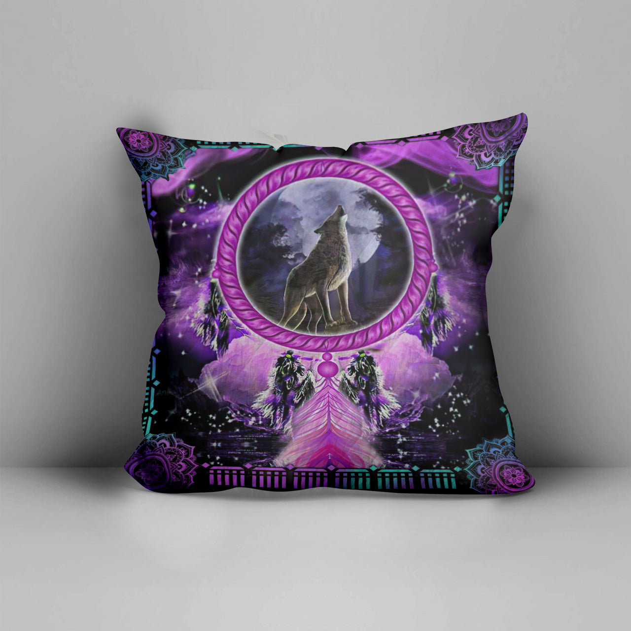 Violet Wolf Native American Pillow Cover WCS