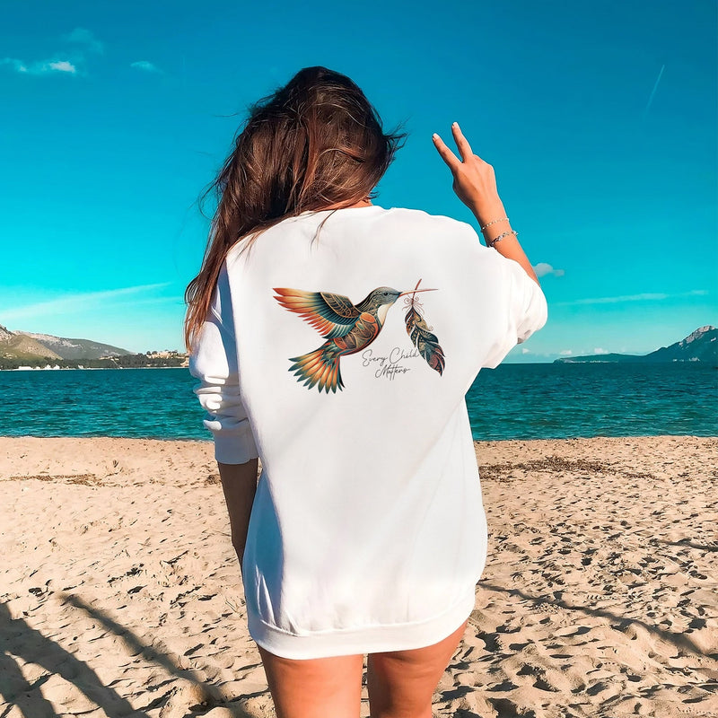 Every Child Matters Hummingbird With Feather Unisex Back T-Shirt/Hoodie/Sweatshirt