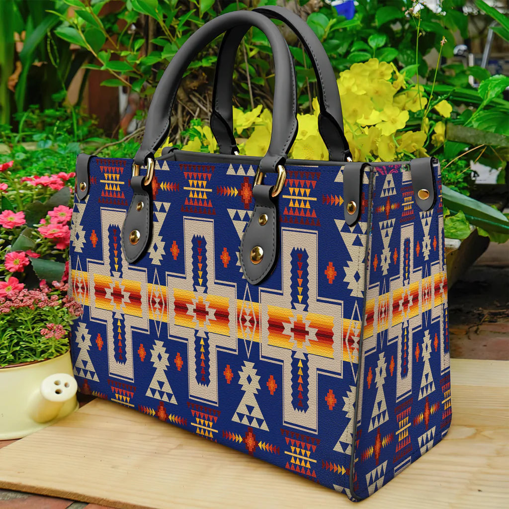 Navy Tribe Design Native Leather Bag WCS