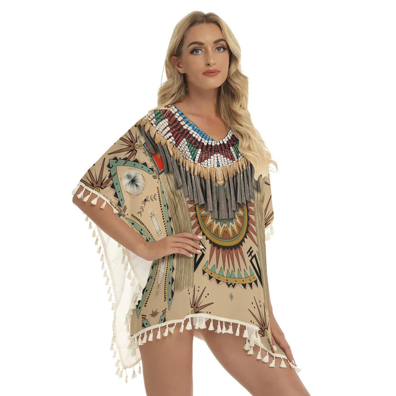 Native American Women's Square Fringed Shawl WCS