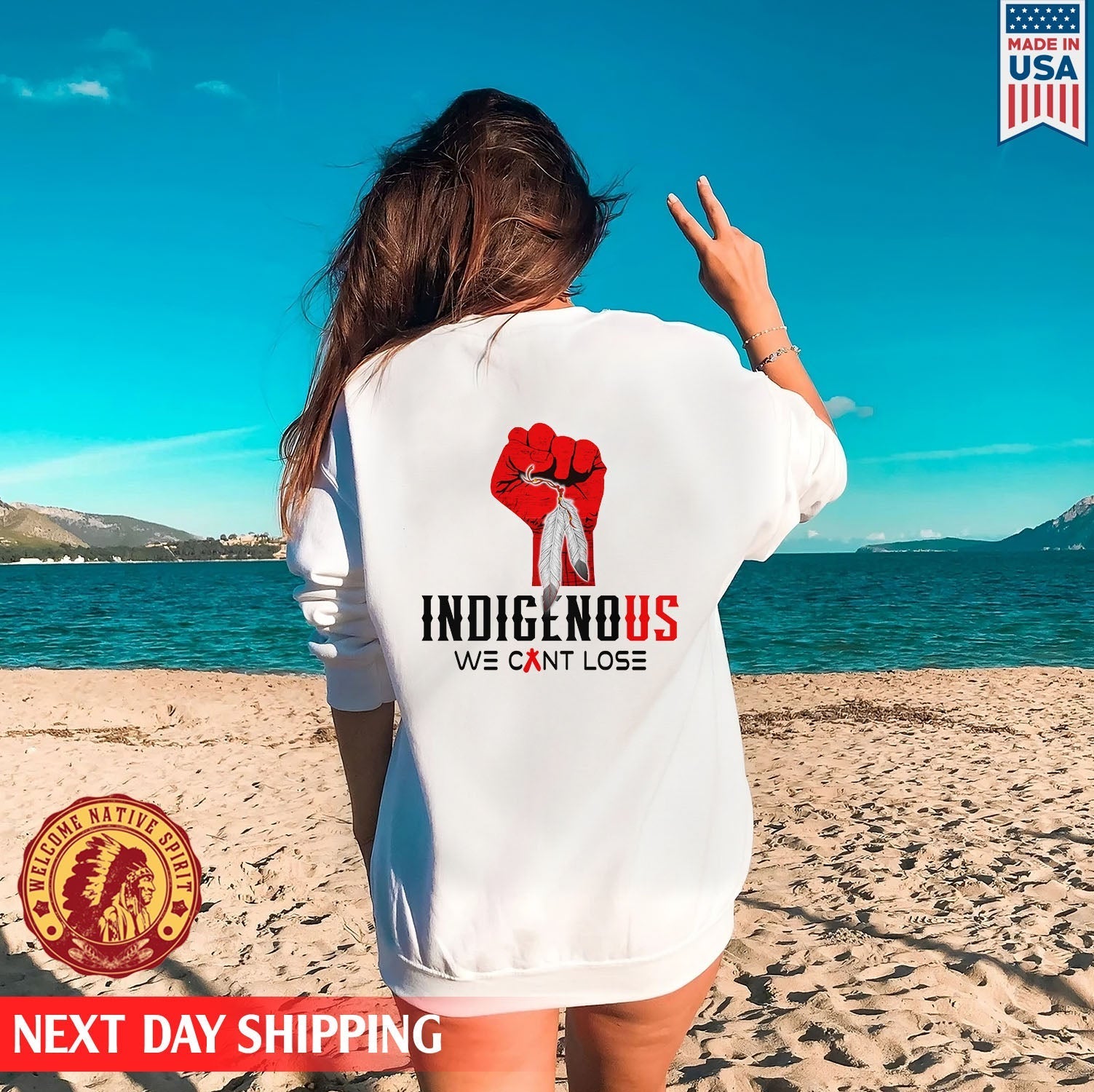 Indigenous We Can't Lose Red Hand Native American Unisex Back T-Shirt/Hoodie/Sweatshirt