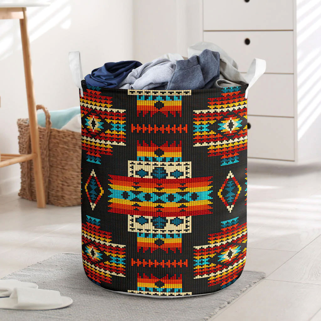 Black Pattern Native Laundry Basket WCS