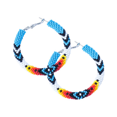 Dark Blue Pattern Beaded Handmade Earrings For Women