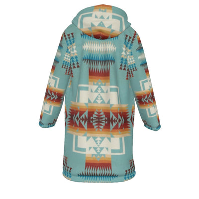 Native American Culture Pattern Horn Button Long Fleece Windbreaker WCS