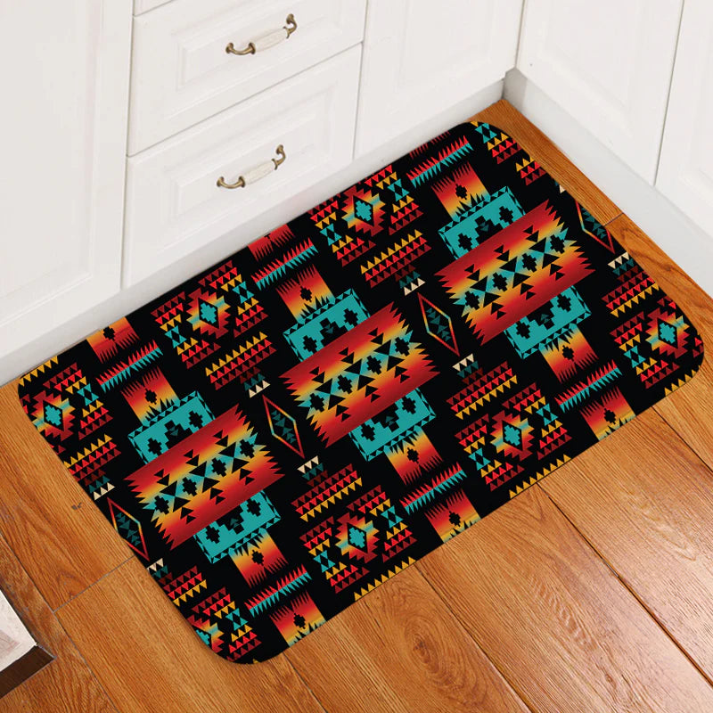 Navy Native Tribes Pattern Native American Doormat