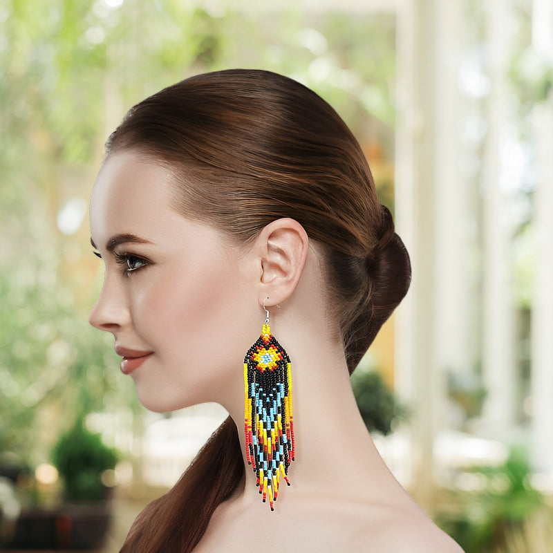 SALE 50% OFF - Black Star Sun Beaded Handmade Earrings For Women