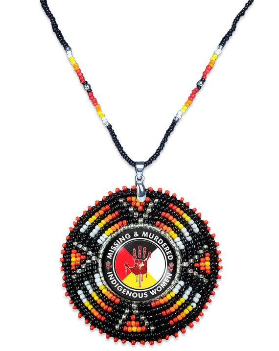 SALE 50% OFF - MMIW Sunburst Handmade Beaded Wire Necklace Pendant Unisex With Native American Style