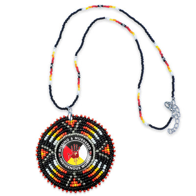 MMIW Sunburst Handmade Glass Beaded Patch Necklace Pendant