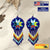 SALE 50% OFF - Blue 4 Directions Flower Round Beaded Handmade Earrings For Women