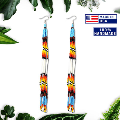 Multi-Color Long Beaded Handmade Earrings For Women
