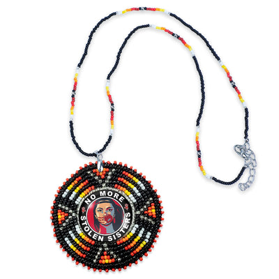 MMIW No More Stolen Sister Sunburst Handmade Beaded Wire Necklace Pendant For Women