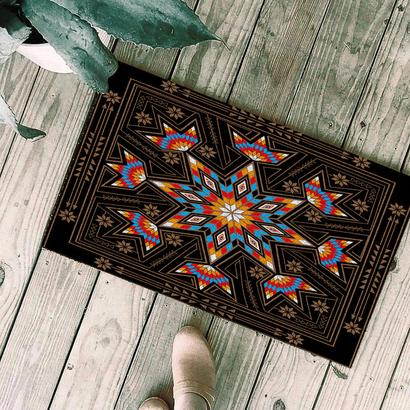 Black Geometric Native Doormat