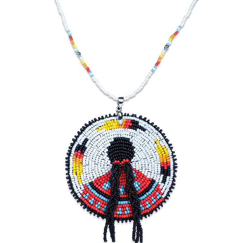 SALE 50% OFF - Indigenous Women Handmade Beaded Patch Necklace Pendant