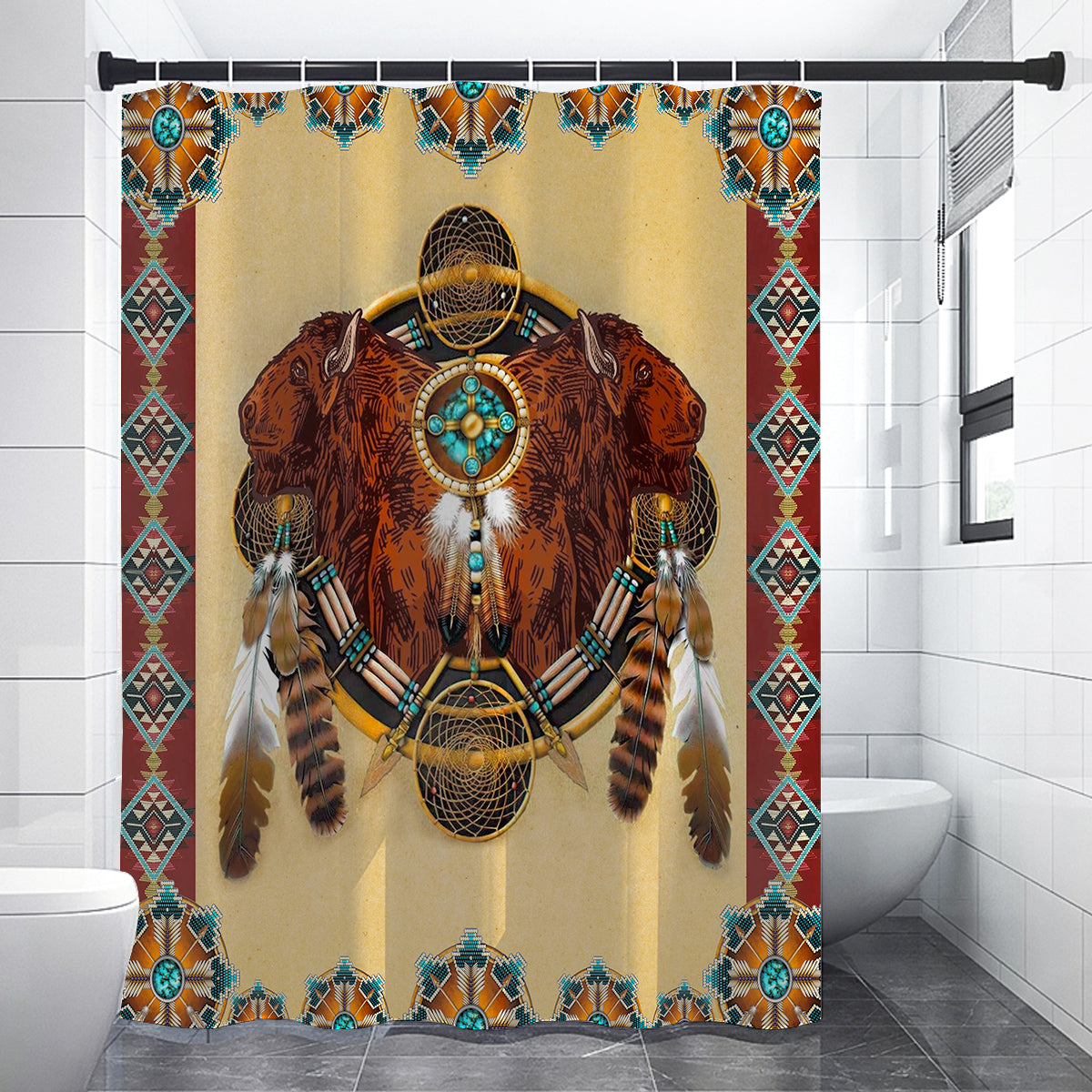 Native American Turtle Pattern Shower Curtains WCS