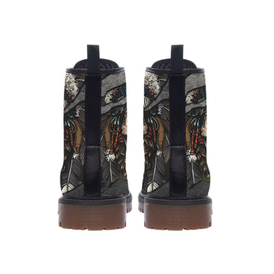 Skull Flag American Native Leather Martin Short Boots WCS