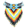 Handmade Beaded Blue Black Medicine Man'S Eye Bib Necklace WCS