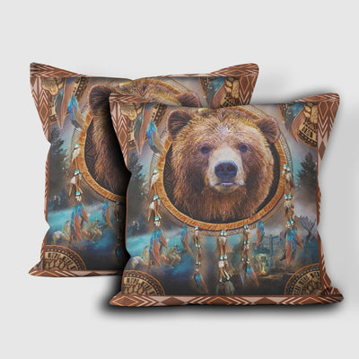 Brown Bear Dreamcatcher Native American Pillow Cover WCS