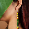 Green Extra Long Beaded Handmade Earrings For Women