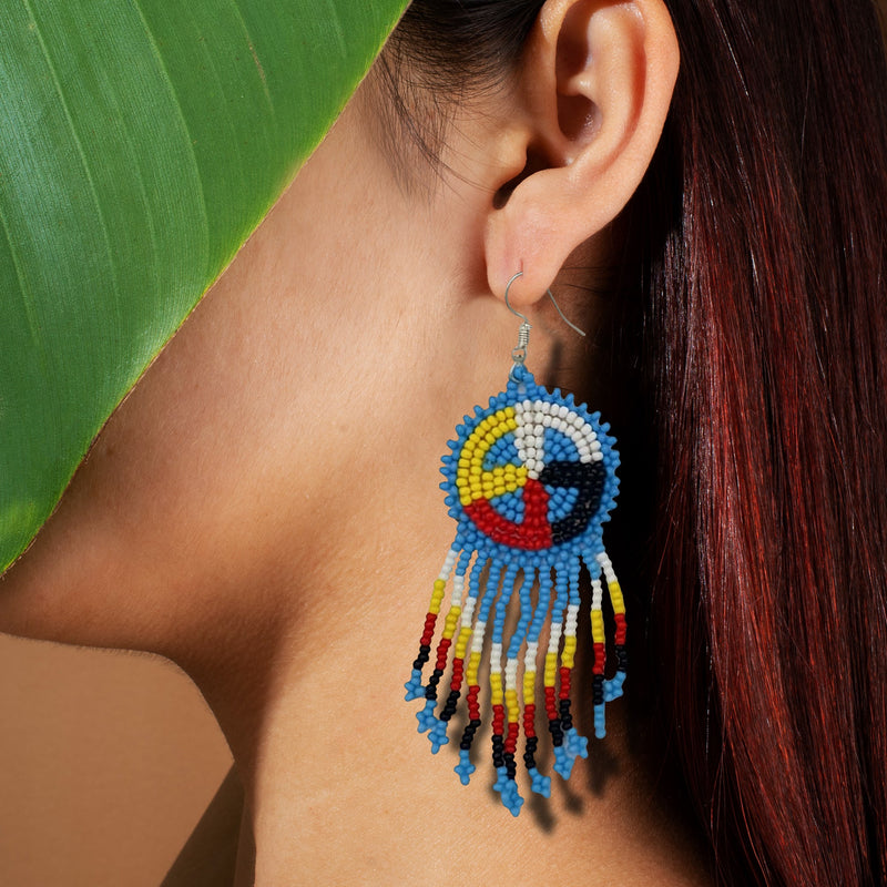 SALE 50% OFF - Turquoise Blue Fringe Earrings Beaded Handmade Earrings For Women