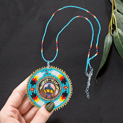 Trail of Tears Feathers Handmade Glass Beaded Patch Necklace Pendant