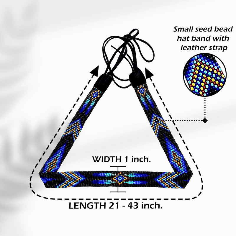 SALE 50% OFF - Handmade Blue Black Feather Diamond Pattern Cowboy Style Hatband IBL