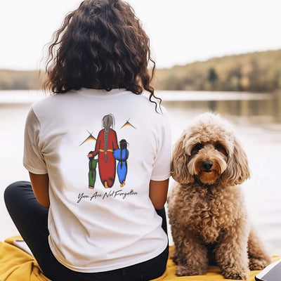 Every Child Matters  Grandma With Grandniece Orange Indigenous Unisex Back T-Shirt/Hoodie/Sweatshirt