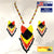 Black Yellow Red Black Seed Beaded Medicine Wheel Necklace Earrings Set WCS