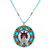 Blue Turtle Feather Handmade Beaded Wire Necklace Pendant Unisex With Native American Style