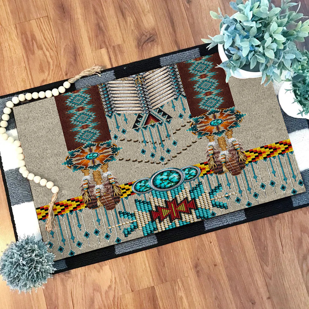Turquoise Blue Pattern Breastplate Native Doormat WCS