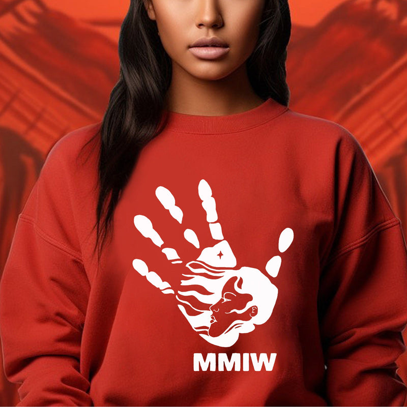 MMIW I Wear Red , No More Stolen Sisters Sweat Shirts White Hand Unisex T-Shirt/Hoodie/Sweatshirt