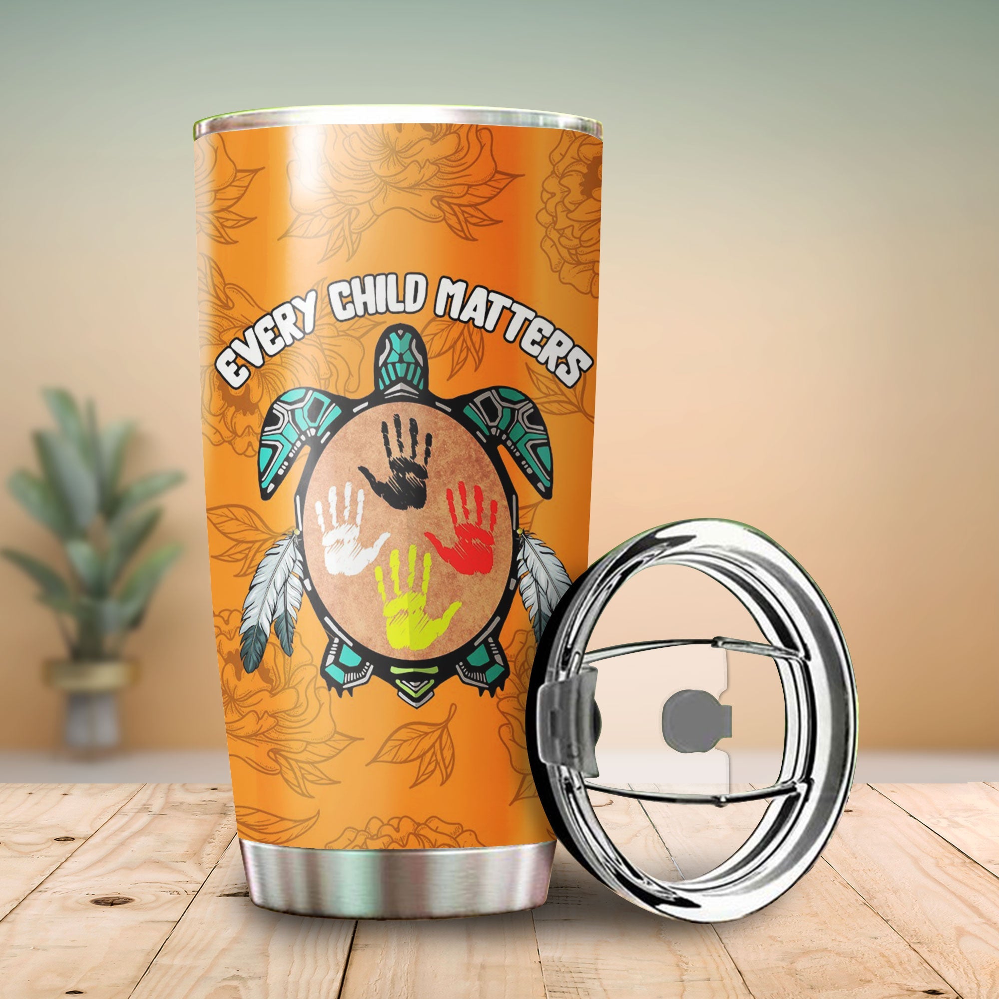 Every Child Matters Feather - Native American Tumbler Stainless Steel Drinking Cup