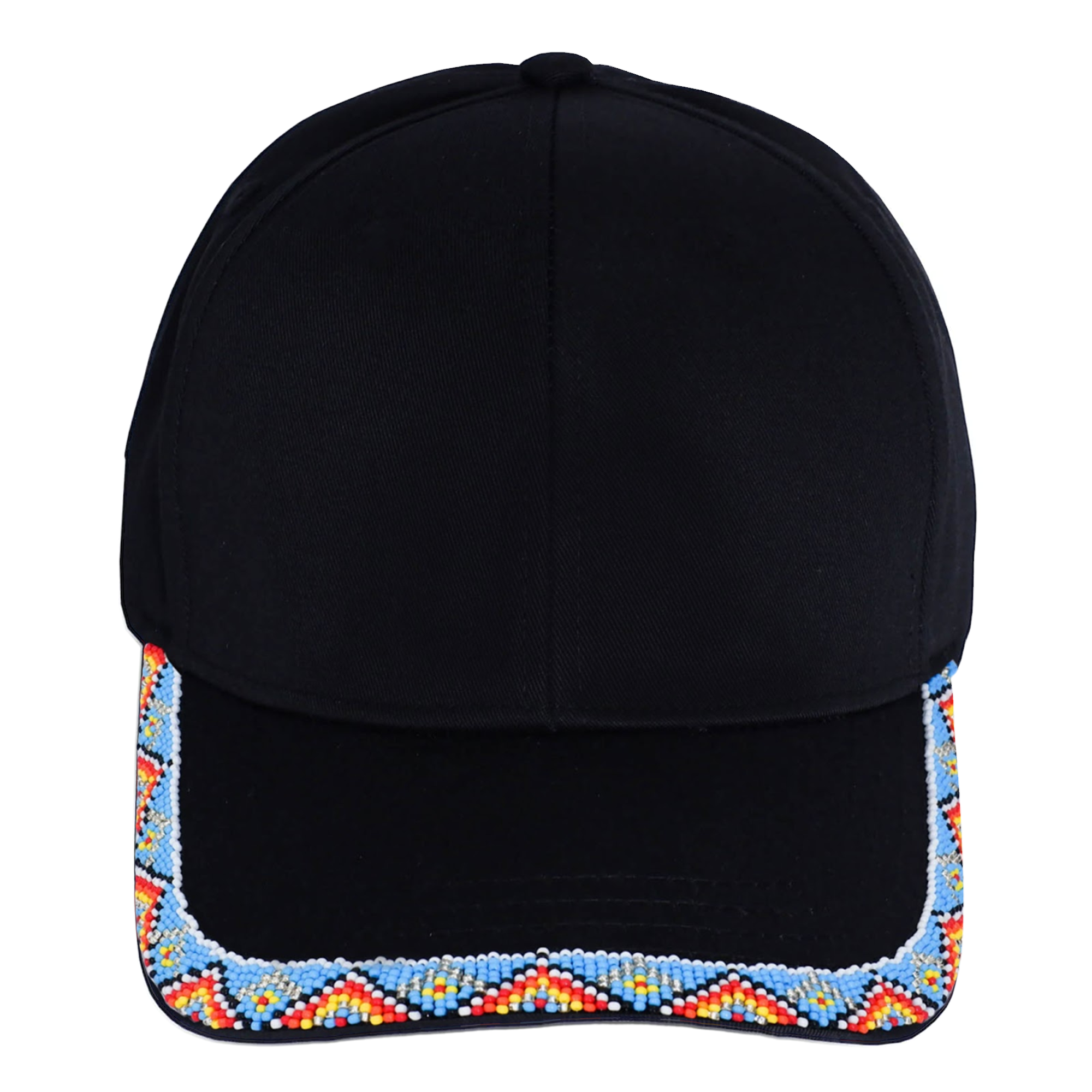 SALE 50% OFF - Baseball Cap With A Colorful Beaded Brim Cotton Unisex Native American Style