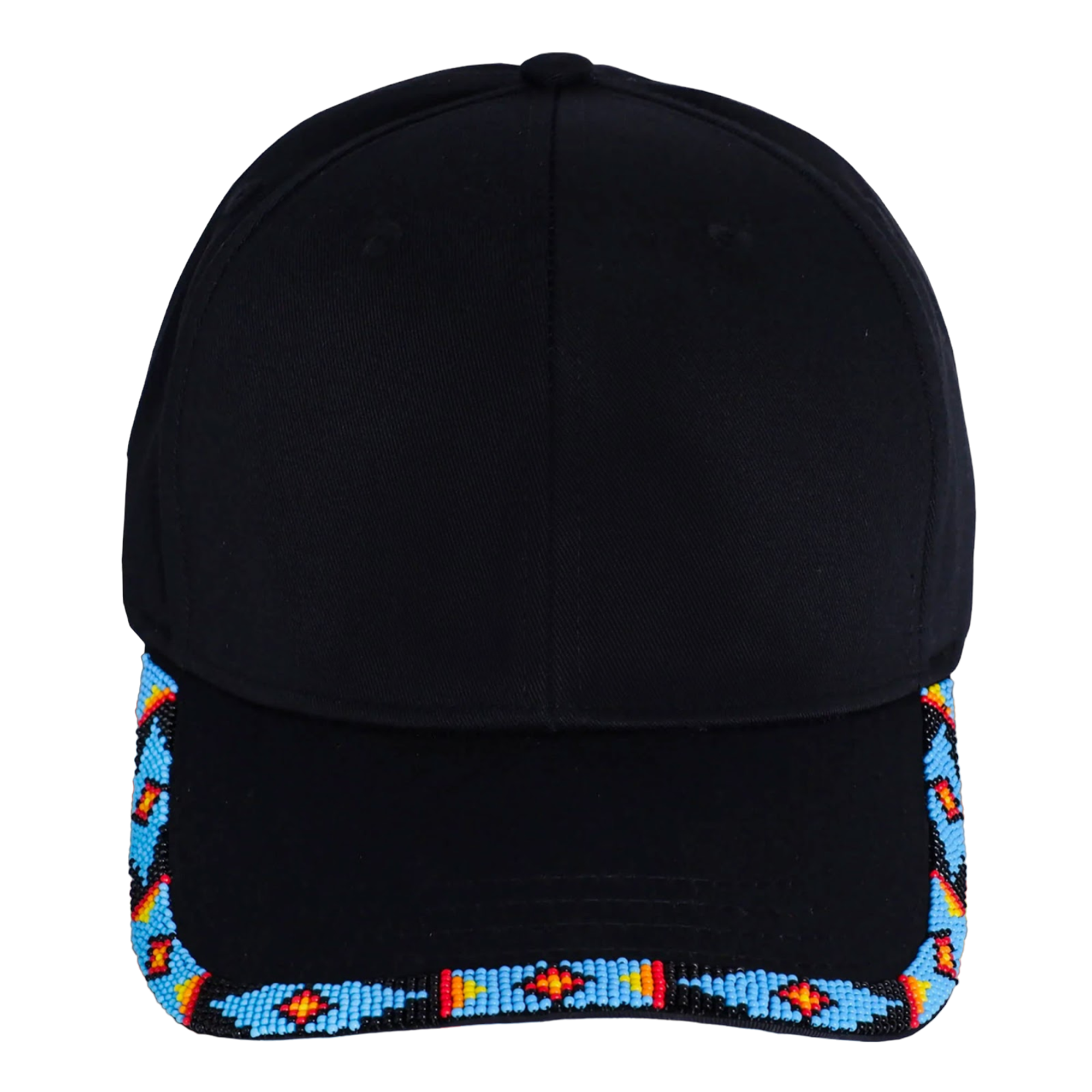SALE 50% OFF - Baseball Cap With Colorful Beaded Brim Cotton Unisex Native American Style