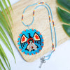 Blue Thunderbird Beaded Patch Necklace Pendant Unisex With Native American Style