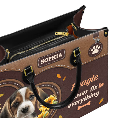 Beagle Dog Kisses Fix Everything Leather Handbag V020