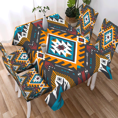Multi Pattern Tribe Design Native American Tablecloth - Chair cover WCS