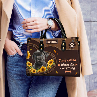 Cane Corso Dog Kisses Fix Everything Leather Handbag V020