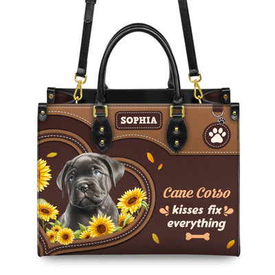 Cane Corso Dog Kisses Fix Everything Leather Handbag V020