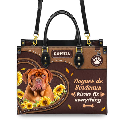 Doberman Pinscher Dog Kisses Fix Everything Leather Handbag V020