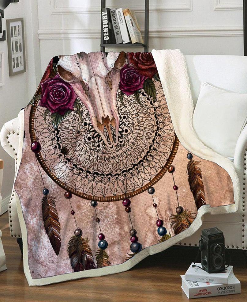 Dreamcatcher Rose Fleece Blanket WCS