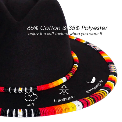 Orange Line Pattern Beaded Fedora Hatband for Men Women Beaded Brim with Native American Style