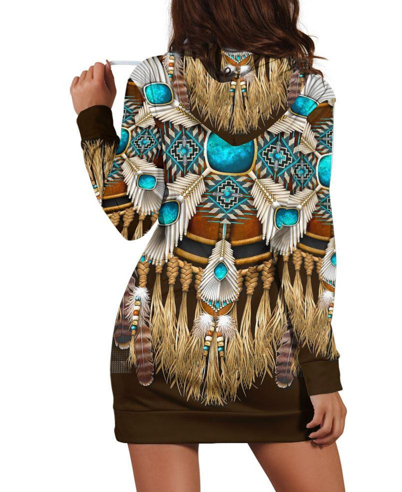Native Fringed Motifs Hoodie Dress WCS