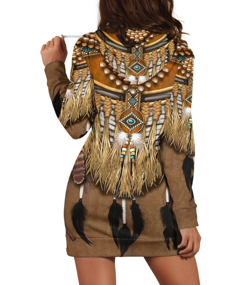 Native Patterns Feathers Hoodie Dress WCS