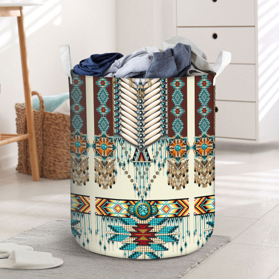 Turiquoise Native Indian Pattern Feather Beautiful Laundry Basket WCS